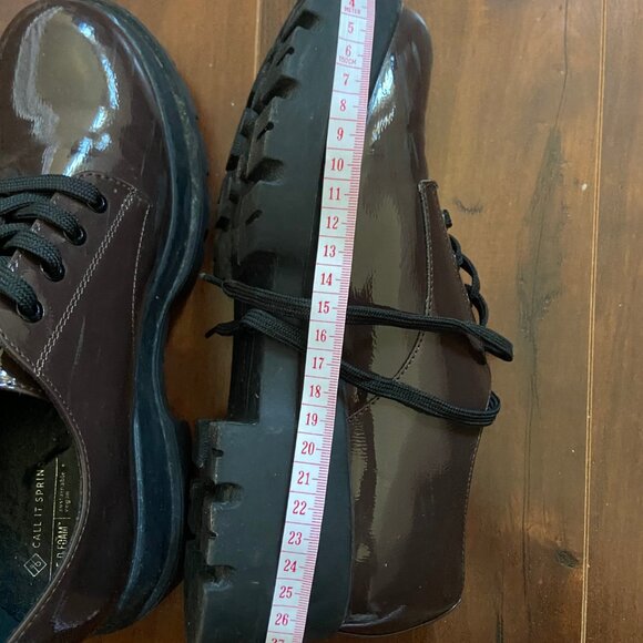 Chunky Lace-Up Platform Patent Shoes - Brown - Picture 8 of 9